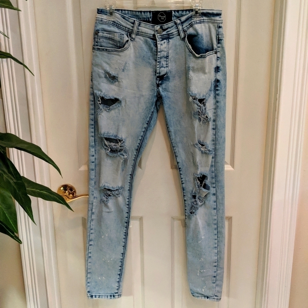 Project X Paris Men's Distressed Lightwash Jeans Size 32